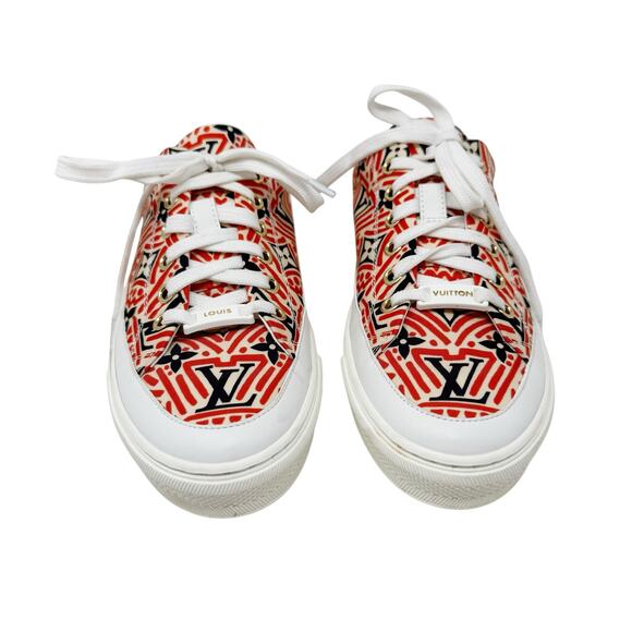 Louis Vuitton Red and White Patterned Flats - Picture 2 of 9